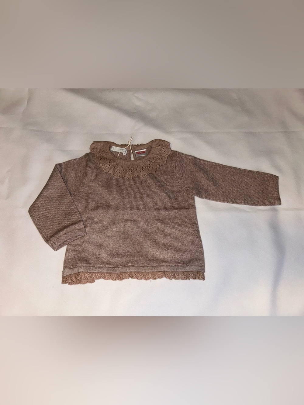 Zara Girls Lace-Trim Pullover Sweater - Brown